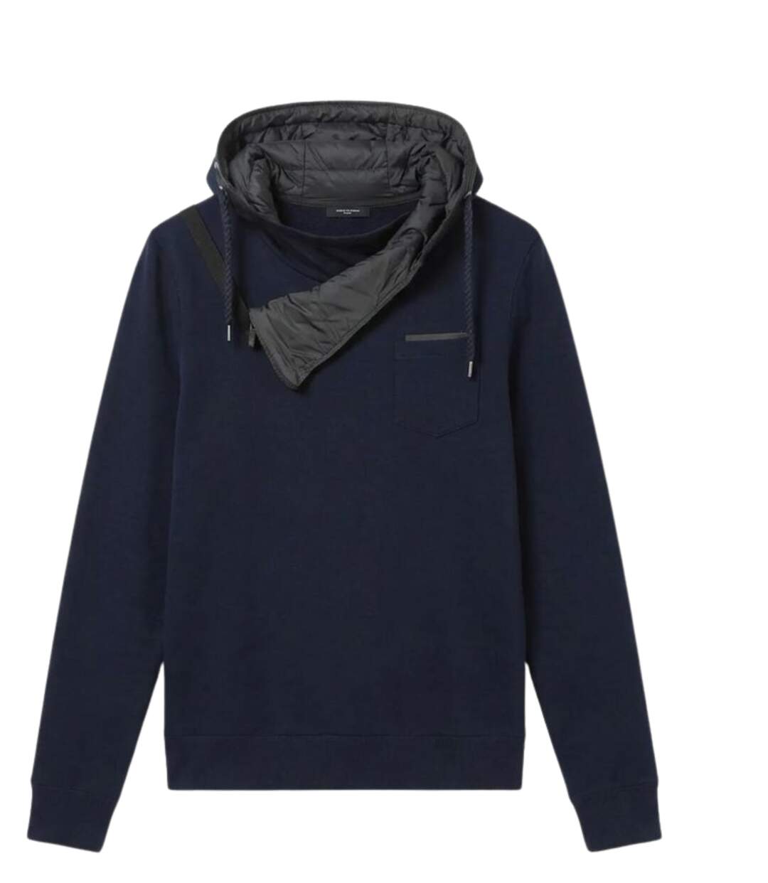Sweat  à  manches longues pour homme - Bleu avec col asymétrique et fermeture éclair-3