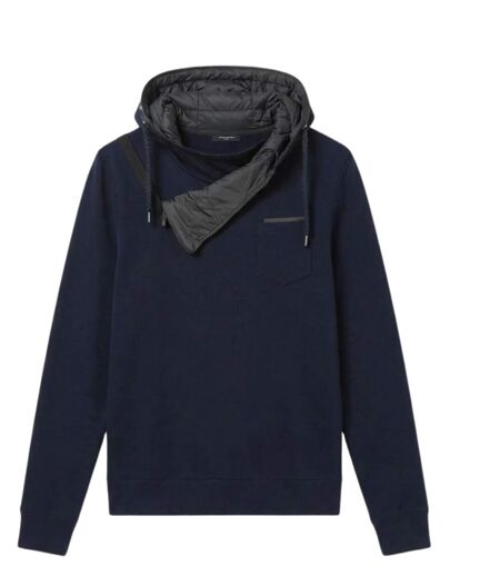 Sweat  à  manches longues pour homme - Bleu avec col asymétrique et fermeture éclair
