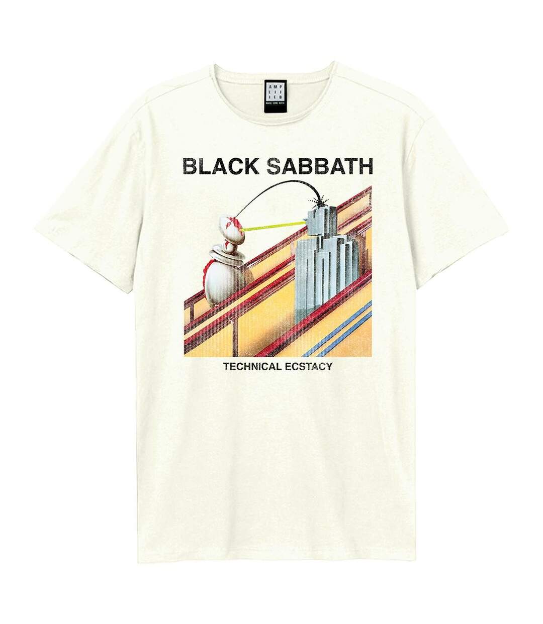 Unisex Adult Techincal Ecstacy Black Sabbath Vintage T-shirt Vintage White Amplified-1