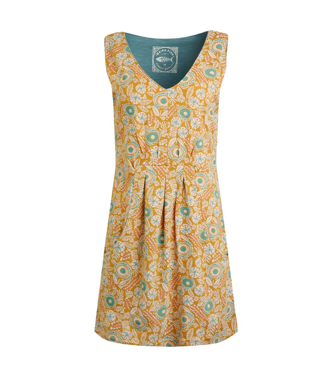 Womens/ladies indus printed jersey tunic deep amber Weird Fish-1