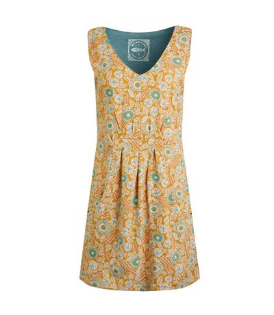 Womens/ladies indus printed jersey tunic deep amber Weird Fish