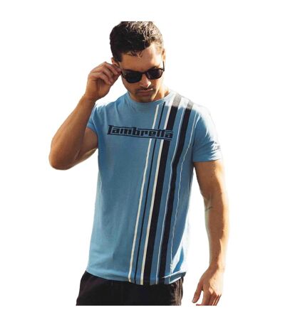 Mens Ss25 Racing Stripe T-shirt Azure Blue Lambretta