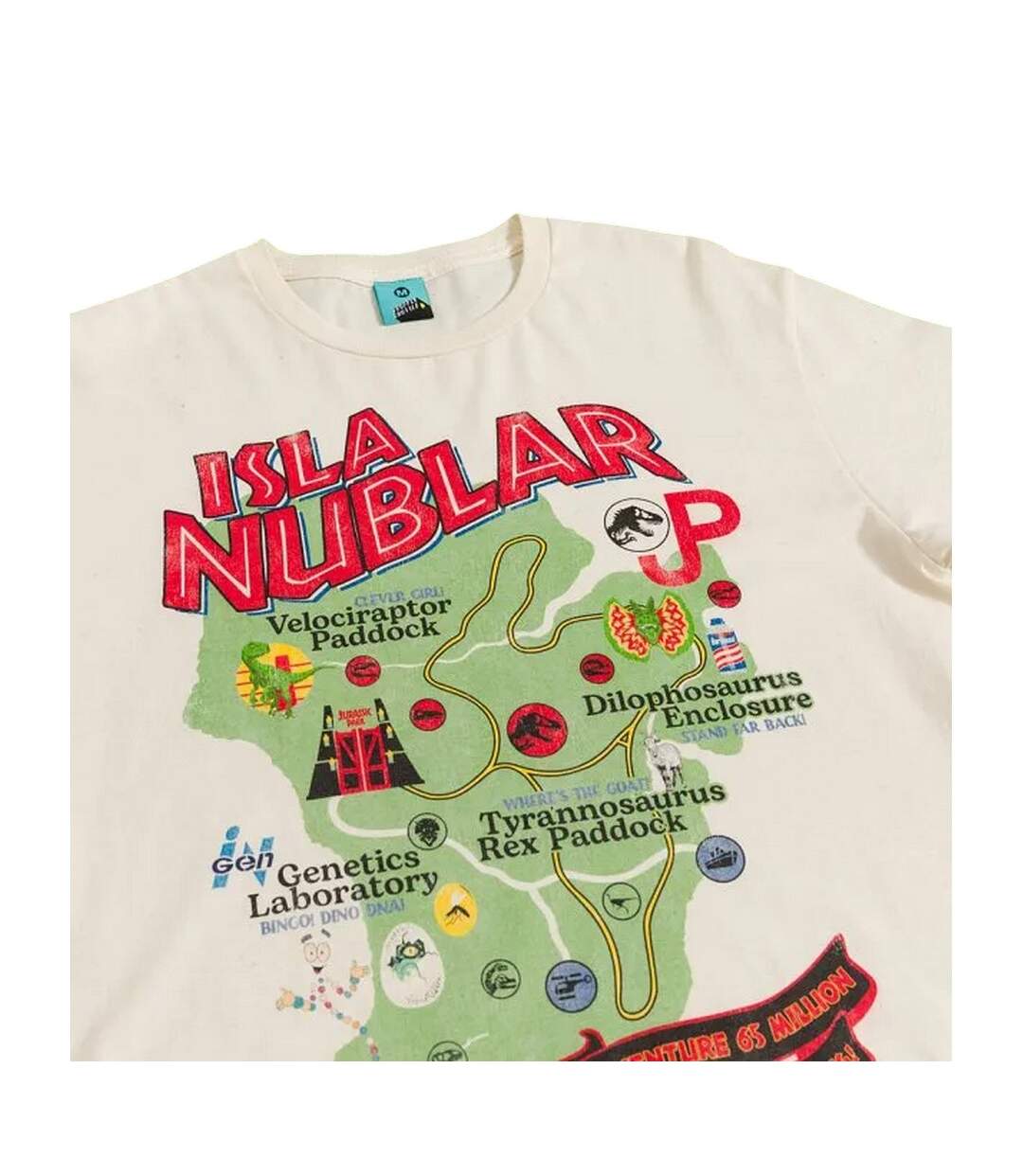 T-shirt Motif/style Pour Carte Isla Nublar Adulte Beige Jurassic Park-3
