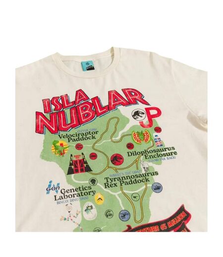 T-shirt Motif/style Pour Carte Isla Nublar Adulte Beige Jurassic Park