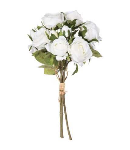 Bouquet artificiel de 14 Roses - H. 40 cm - Blanc