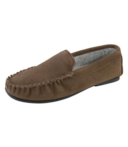 Eastern Counties Leather Mens Berber Fleece Lined Suede Moccasins (Taupe) - UTEL174