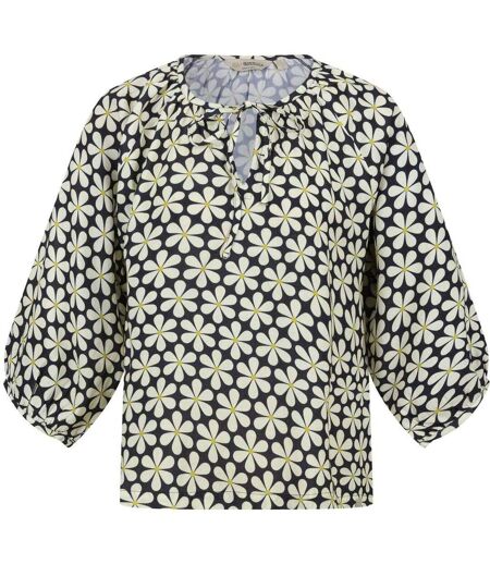 Womens/ladies Peasant Balloon Sleeve Blouse Black Daisy Regatta