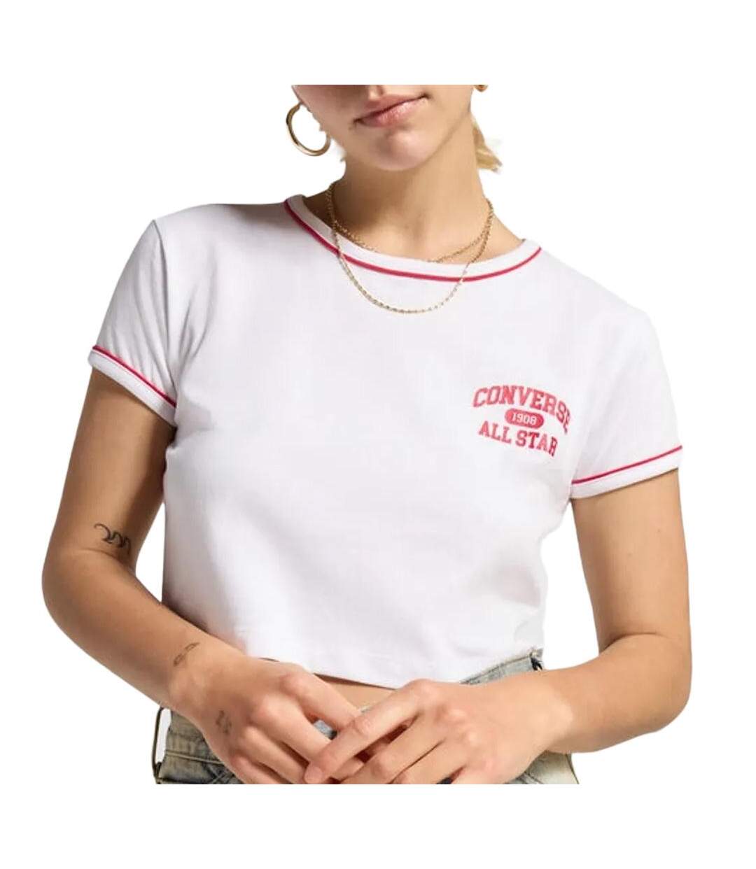 T-Shirt blanc/rouge femme converse retro-1