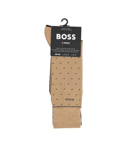 Lot De 2  Chaussettes Motif/style À Pois Homme Beige Noir Boss