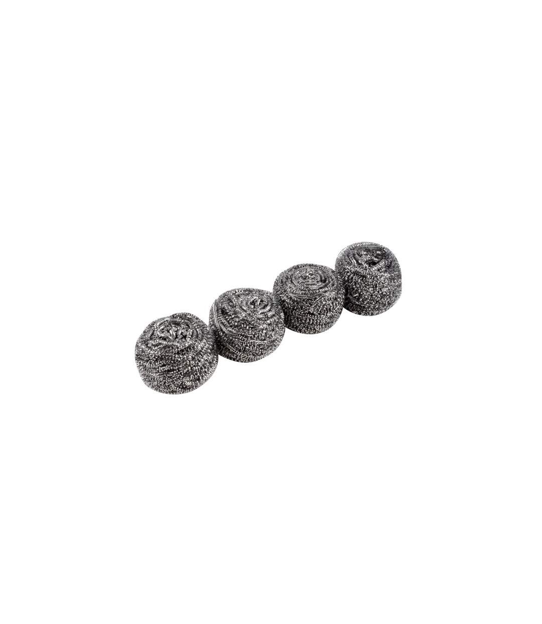 Lot 4 Boules en Inox Éponge Gris-1