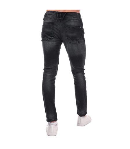 Mens Maylead Cotton Denim Faded Slim Jeans Black Duck And Cover