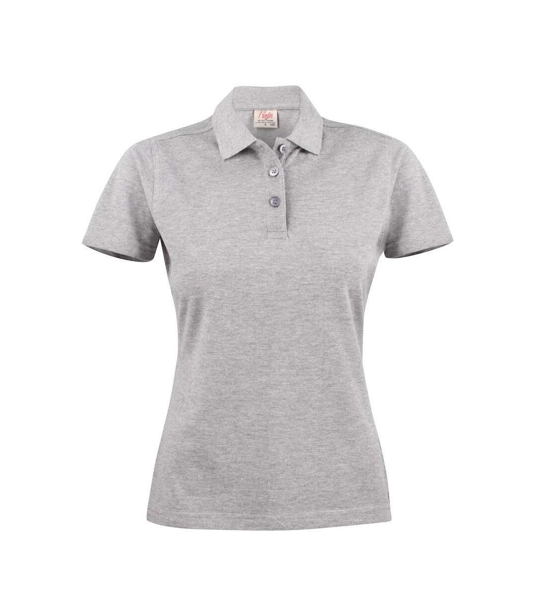 Womens/ladies Surf Polo Shirt Grey Melange Printer-1