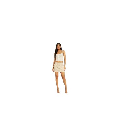Womens/ladies Cargo Mini Skirt Beige Missy Empire