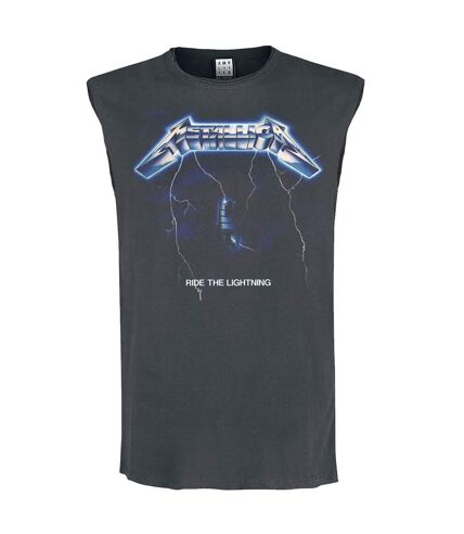 Amplified Mens Ride The Lightning Metallica Tank Top (Charcoal)