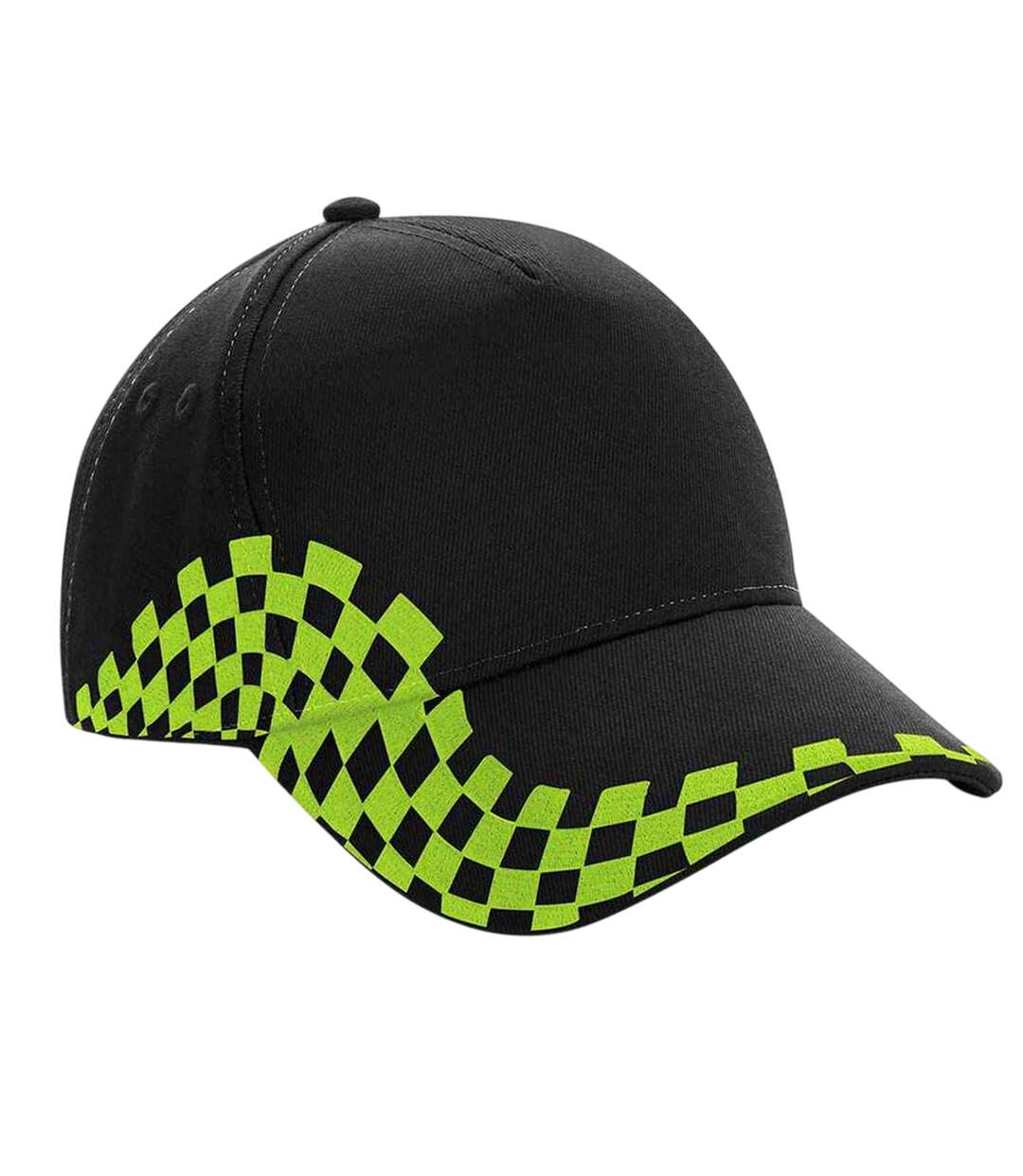 Casquette Grand Prix Noir Vert Citron Beechfield-2