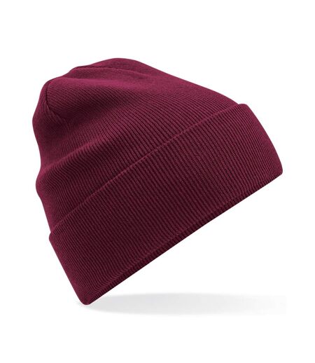 Original cuffed organic cotton beanie burgundy Beechfield