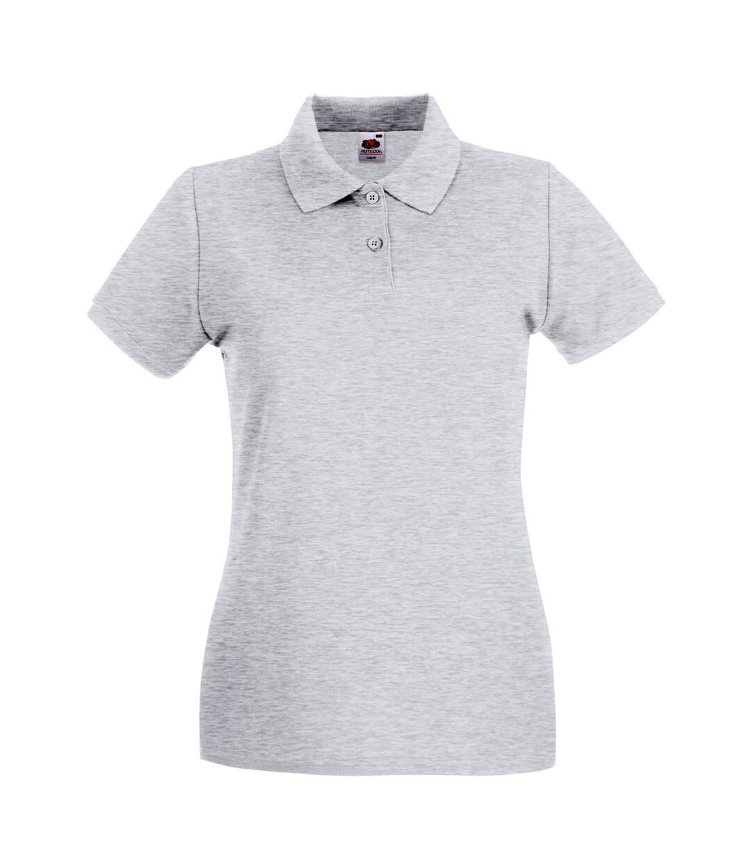 Polo premium femme gris clair chiné Fruit of the Loom