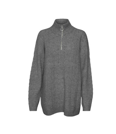 Pull 1/4 zip beige femme vero moda mili