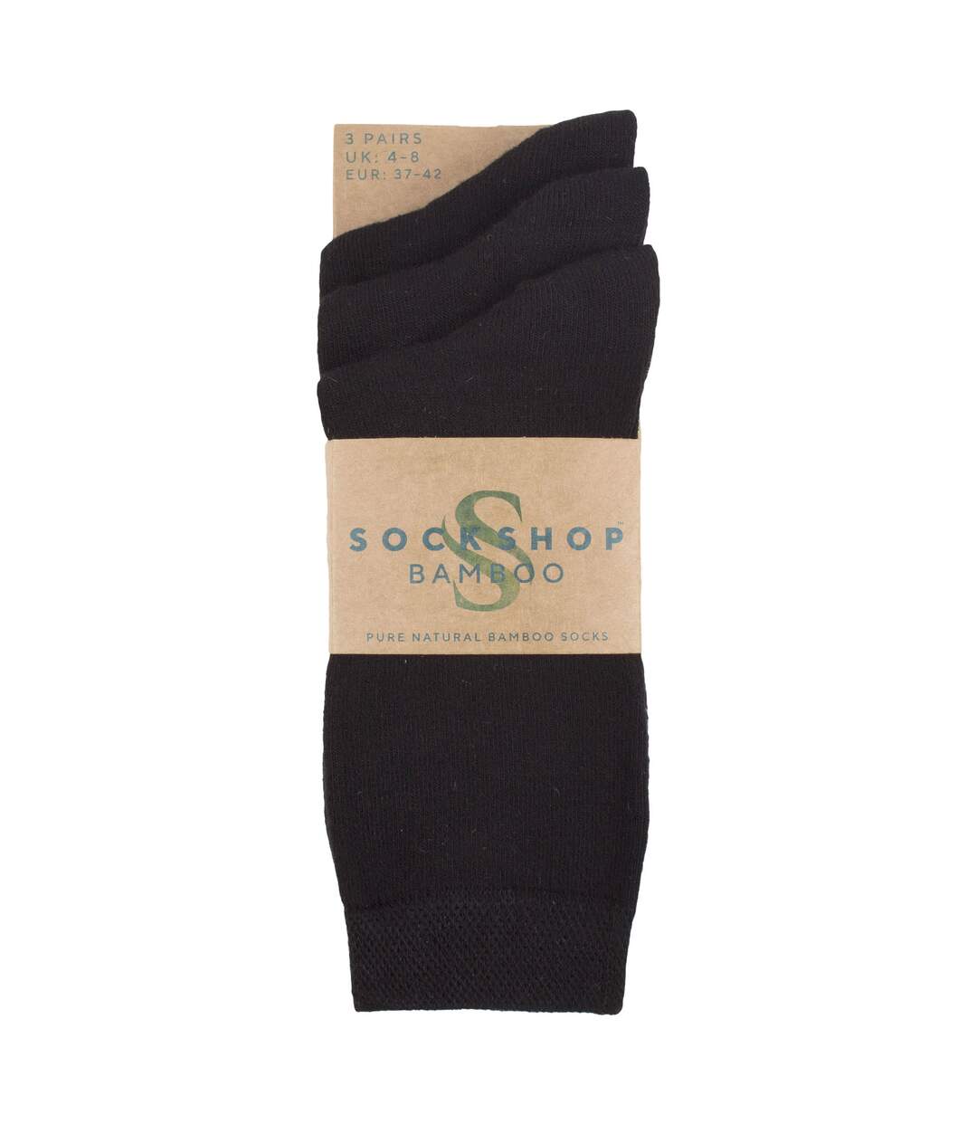 3 Pack Ladies Plain Bamboo Socks - Soft Breathable Everyday Comfort Socks-2