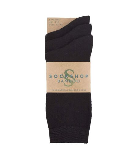 3 Pack Ladies Plain Bamboo Socks - Soft Breathable Everyday Comfort Socks