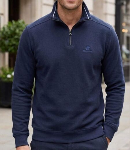 WINCHESTER POCO1 — Sweat col montant zippé bleu marine : confort et élégance