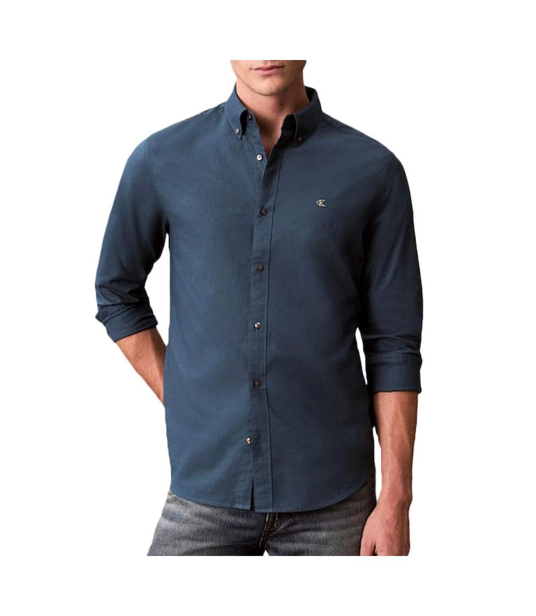 Chemise bleu teal homme calvin klein jeans oxfords-1