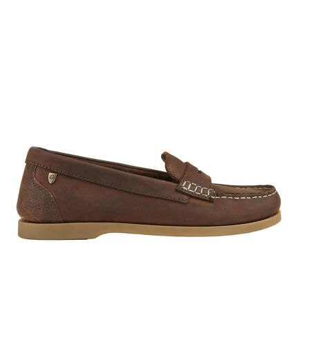 Womens/ladies Forli Leather Deck Shoes Brown Moretta