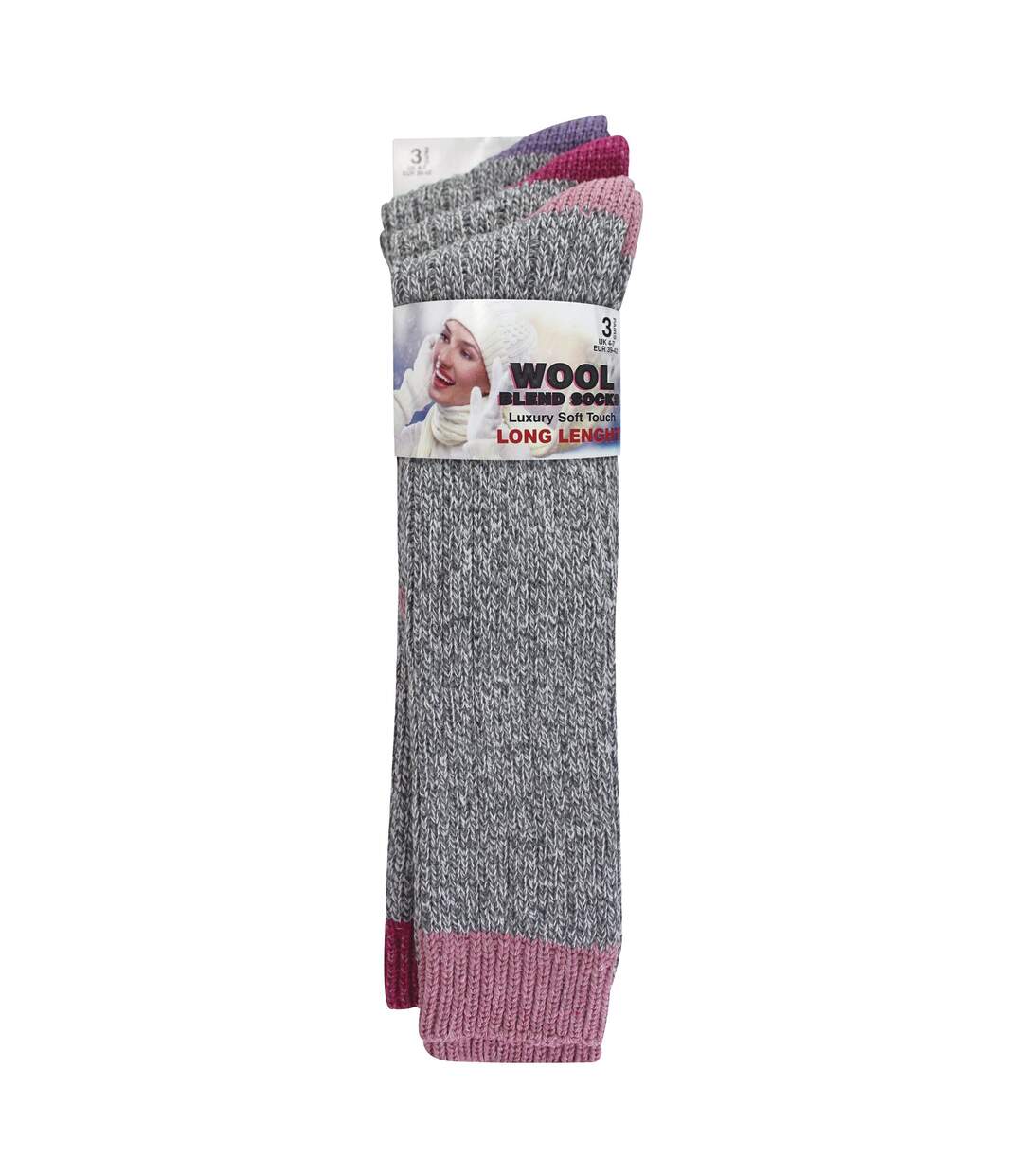 Sock Snob - 3 paires de chaussettes femme extra longues en laine douce et chaude-2