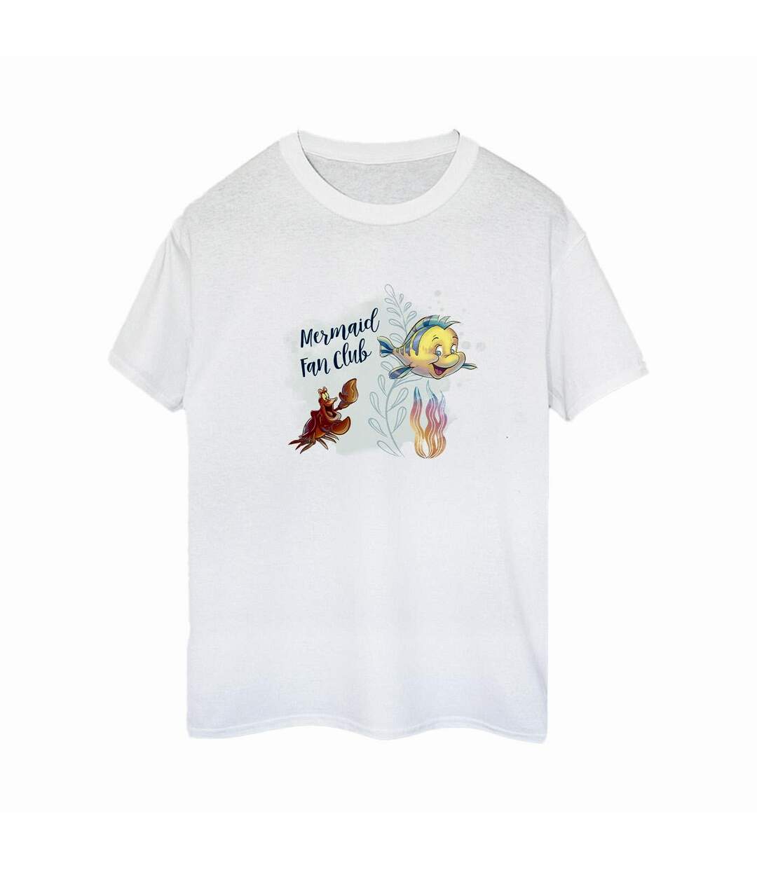 Disney T-shirt boyfriend en coton de The Little Mermaid Club Femme/Ladies (Blanc) - UTBI31004-1