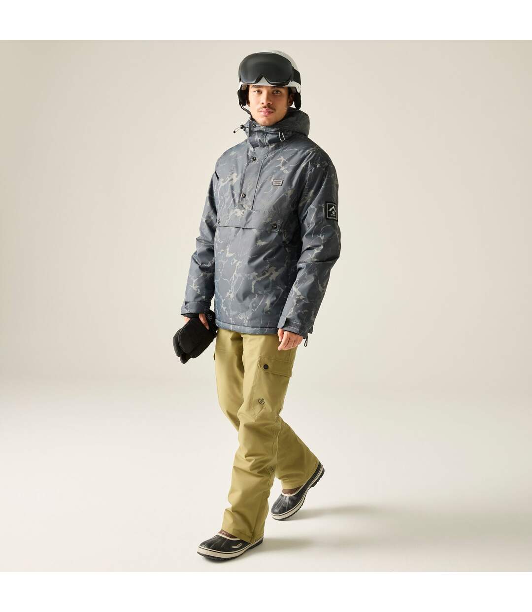 Blouson De Ski Décontracté À Enfiler Motif/style Fissuré Freeride Homme Noir Imprimé Dare 2B-1