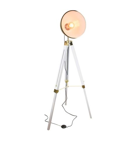 Lampadaire en Métal et Bois avec tête orientable - H.150 cm - Blanc