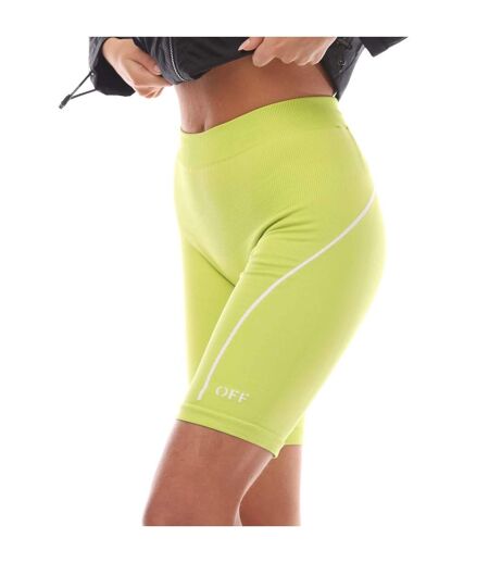 Womens/ladies Athl Seamless Shorts Green Off White