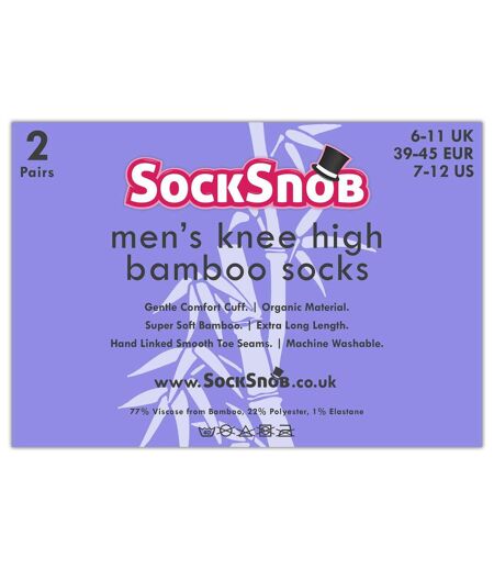 2 Pack Mens Extra Long Knee High Breathable Bamboo Socks