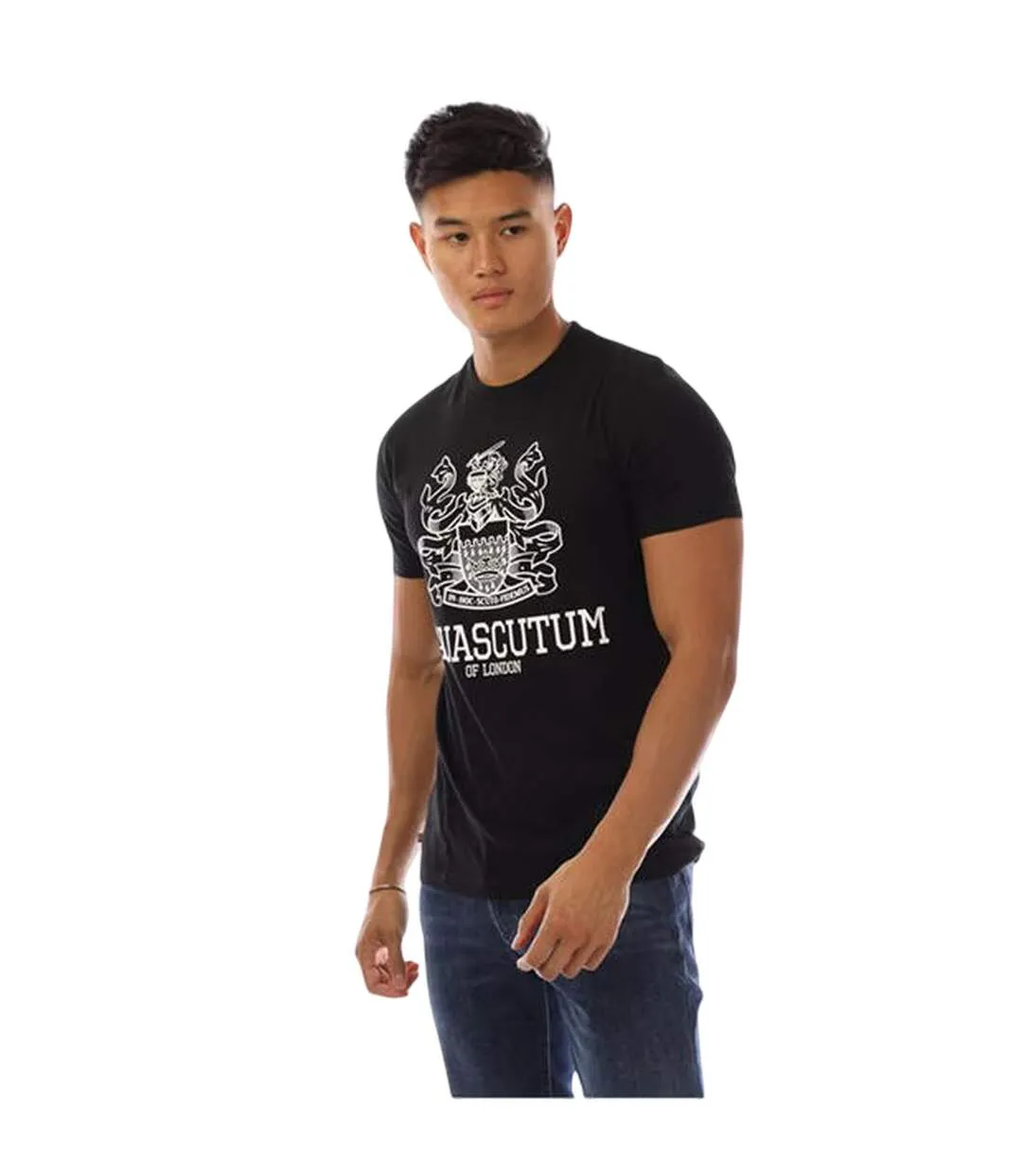 T-shirt Motif/style Logo Bouclier Homme Noir Blanc Aquascutum-1