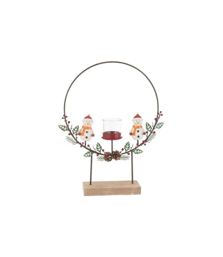 Photophore Cercle Bonhommes de Neige 28cm Multicolore