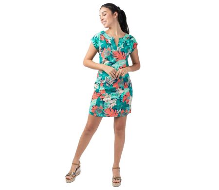 Robe courte col tunisien  ERIKA coupe droite flatteuse Coton Du Monde