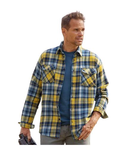 Atlas For Men Chemise en flanelle à carreaux pour hommes (Bleu/Jaune) - UTAF1652