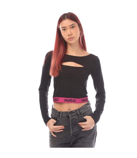 Womens/ladies Kat Scoop Lounge Top Black Hugo