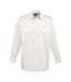 Premier Mens Long-Sleeved Pilot Shirt (White)