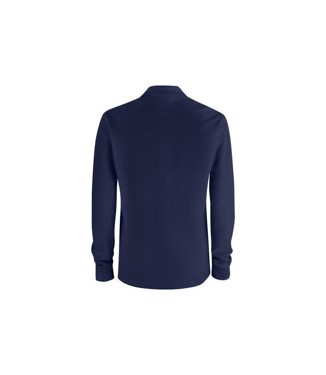 Unisex Adult Basic Chest Pocket Long-sleeved Polo Shirt Dark Navy Clique-2