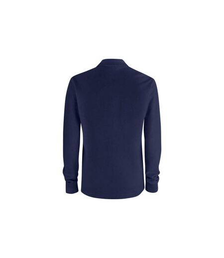 Unisex Adult Basic Chest Pocket Long-sleeved Polo Shirt Dark Navy Clique