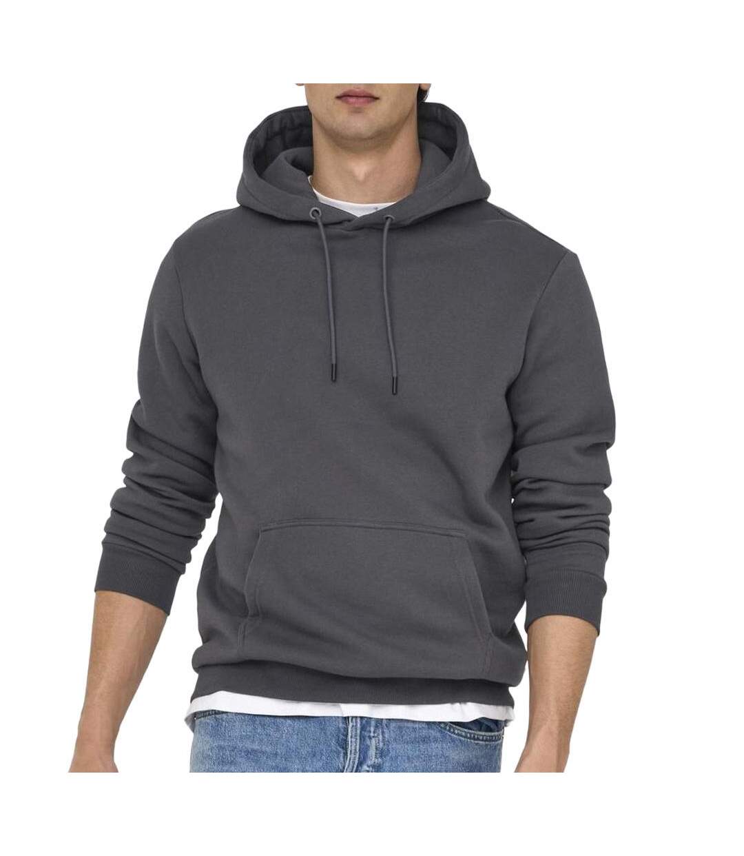 Sweat à capuche gris foncé homme only & sons cere-1