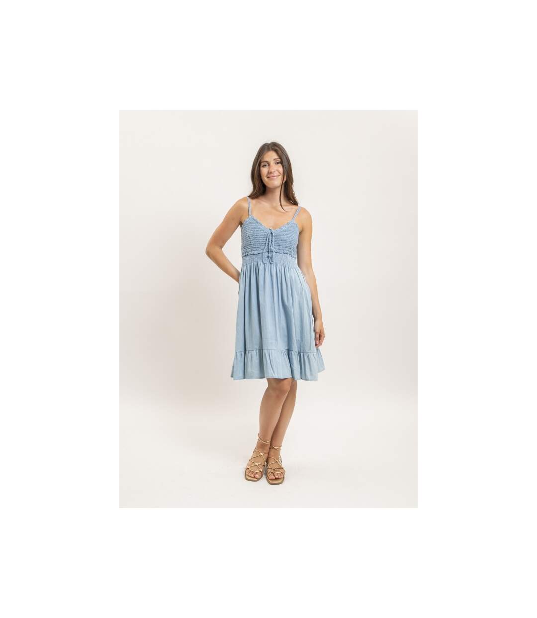 Robe courte crochet et denim IBONE - Dona X Lisa-4