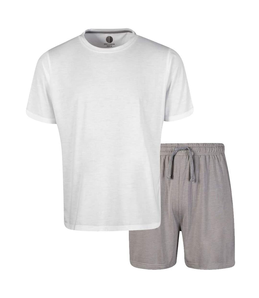 Mens crew neck short pyjama set white/light grey Light And Shade-1