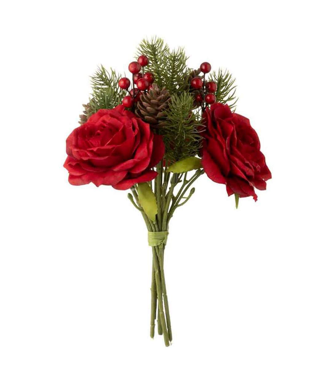 Bouquet de Fleurs Artificielles Roses 28cm Rouge-1