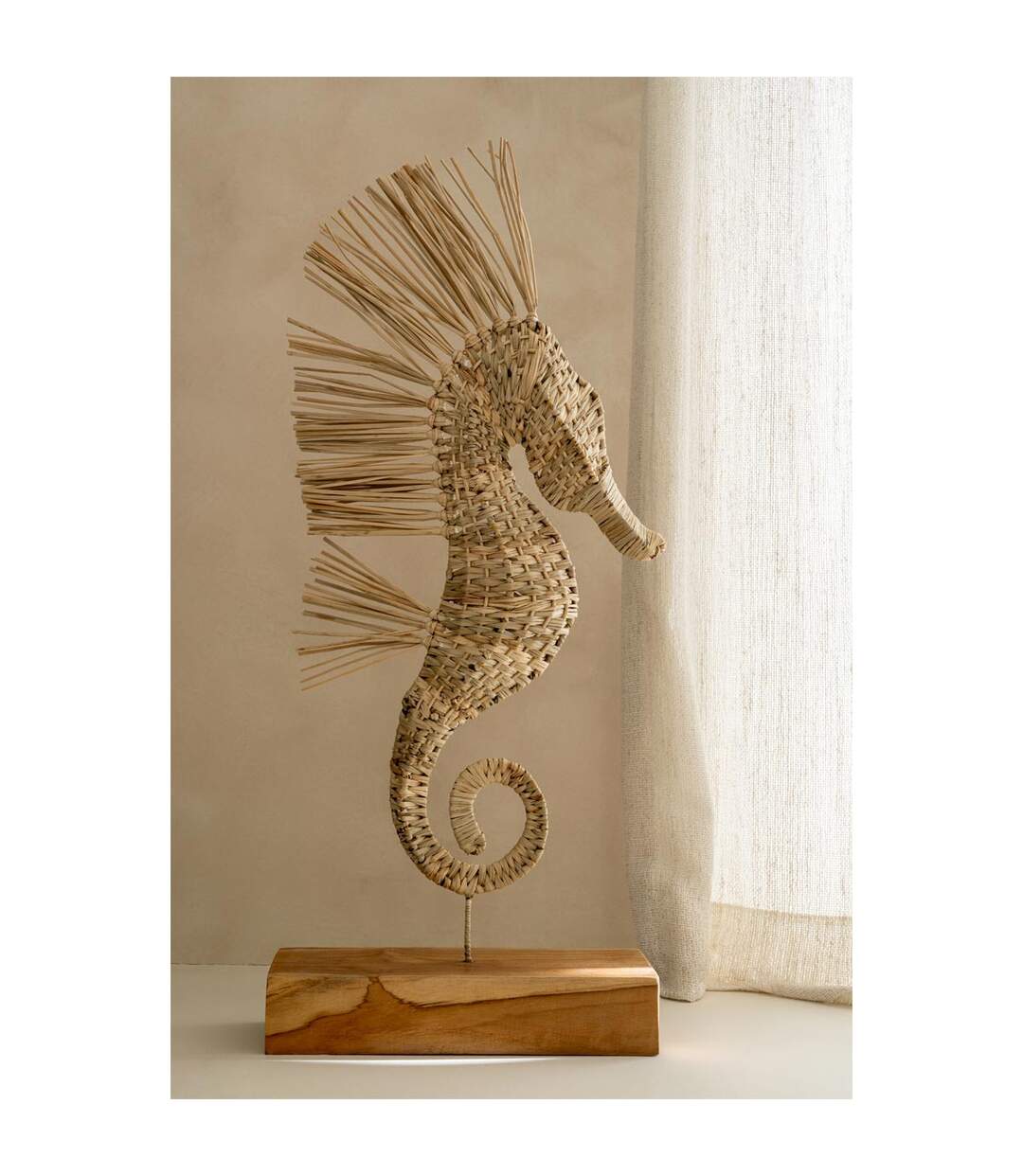 Statue Hippocampe Herbe Nut 80cm Naturel-4