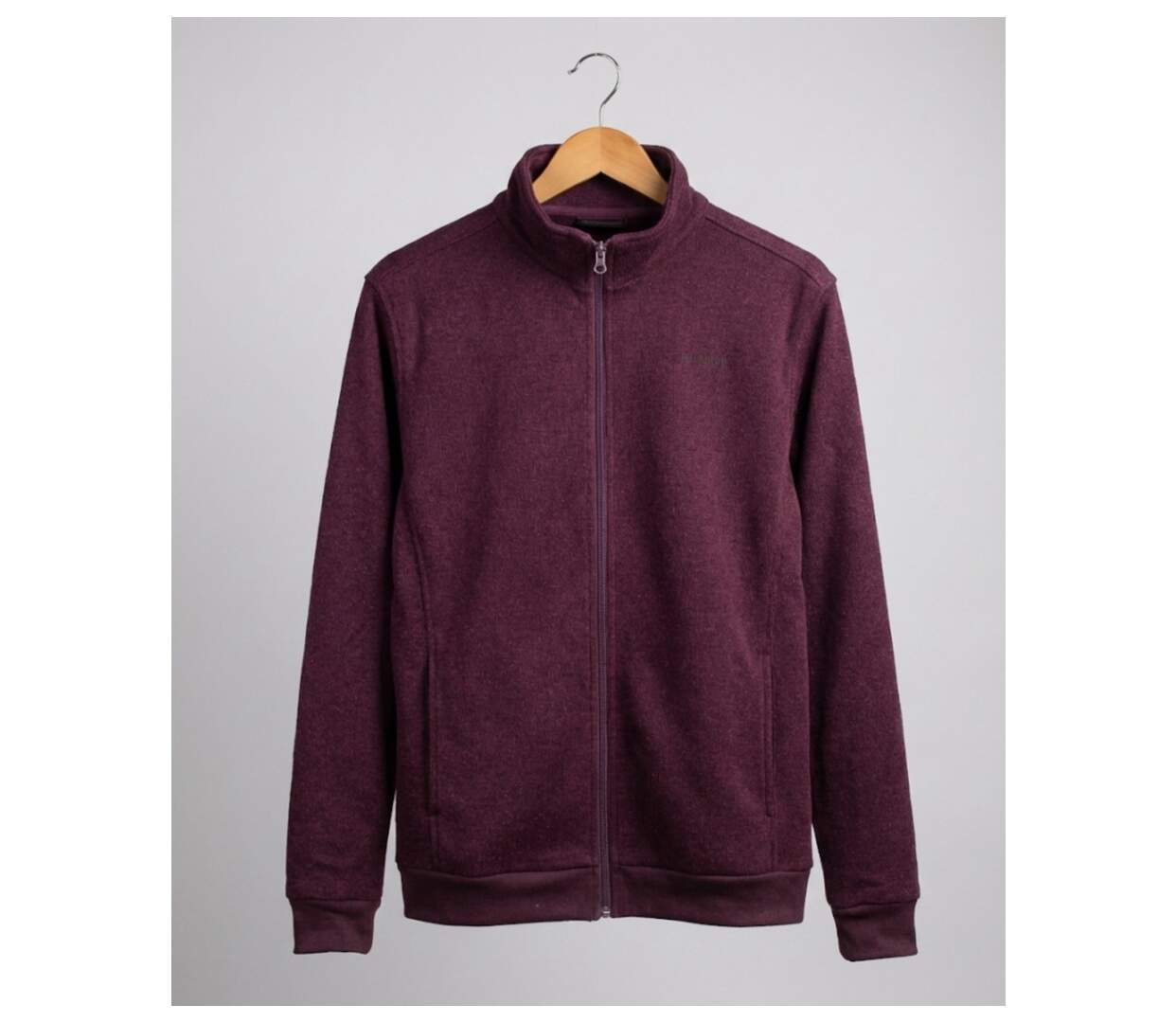Cardigan Zippé Homme en Polaire Tricot Bordeaux – Col Montant & Coudières Suédine-5