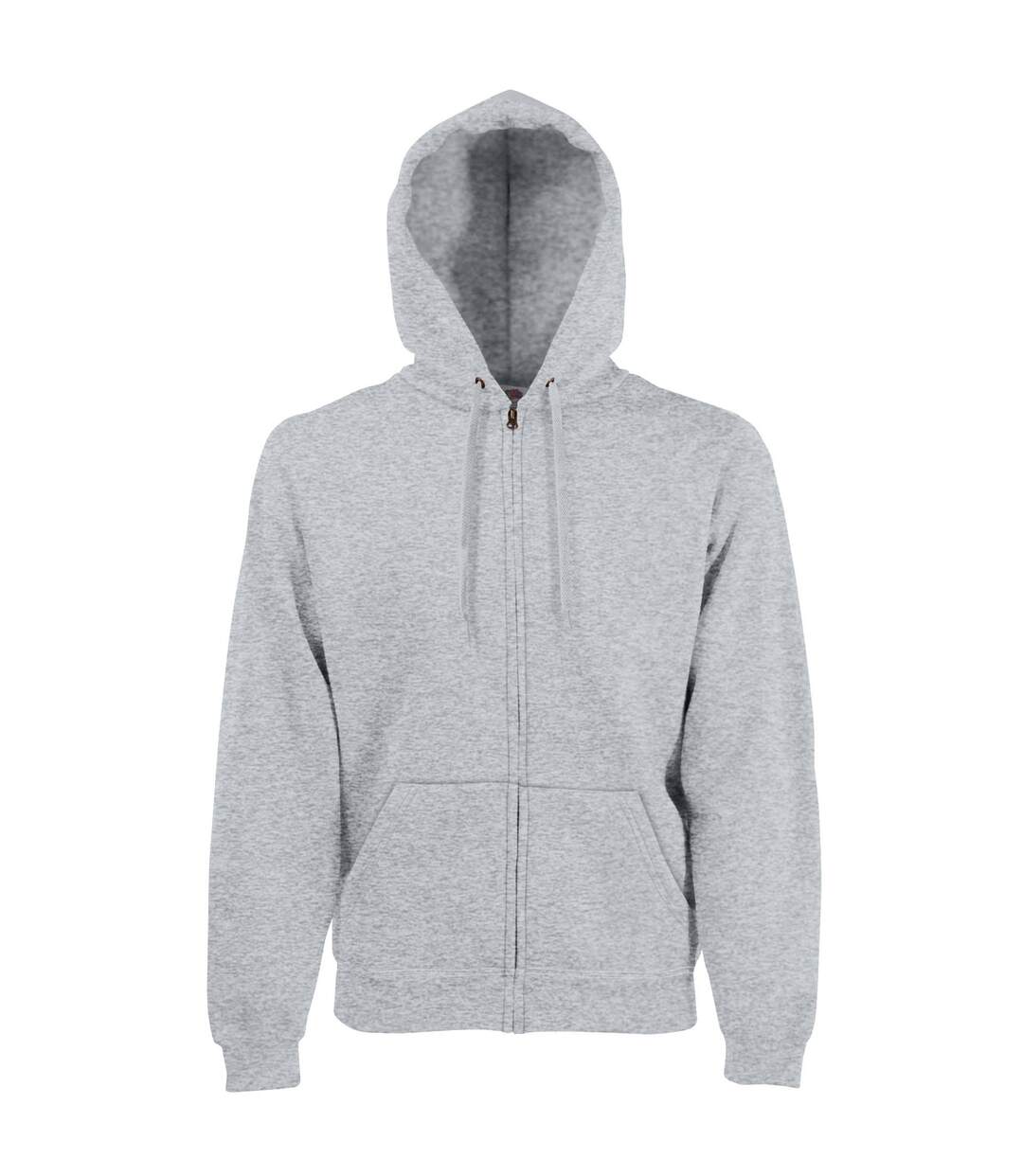Sweatshirt À Capuche Et Fermeture Zippée Homme Gris Fruit Of The Loom-1