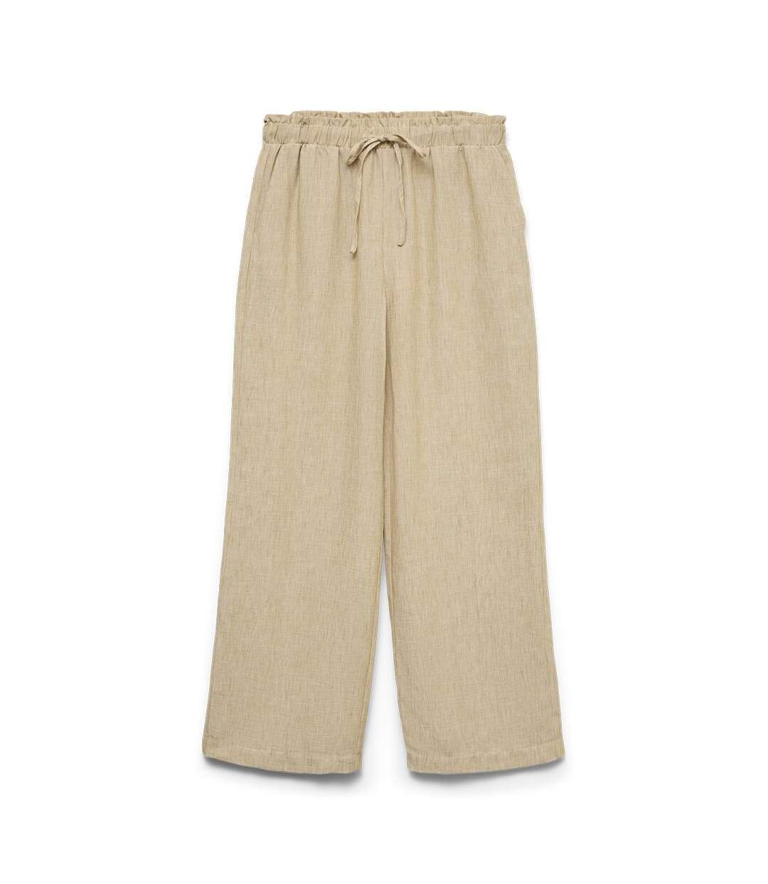Pantalon fluide beige femme vero moda charline-1