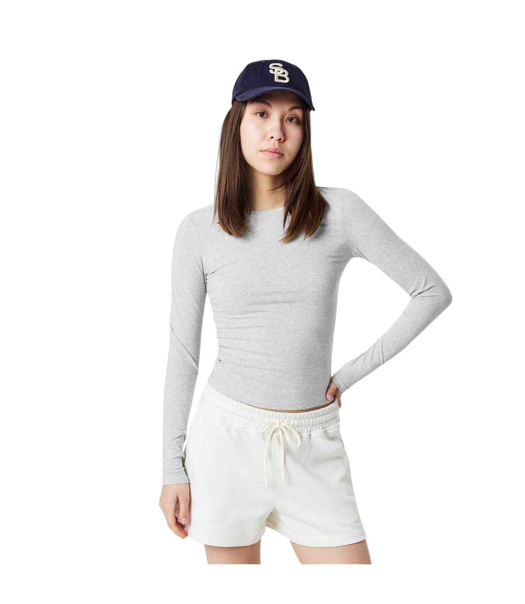 T-shirt Manches Longues Femme Gris Clair Chiné Sweaty Betty-4